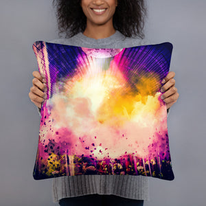 "Dancing in the Sky" Colorful Studio 54 Disco Art Pillow - 18" x 18"