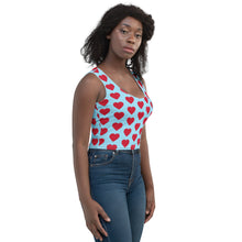 Load image into Gallery viewer, &quot;Blue Skies, Red Hearts&quot; Color Block Crop Top
