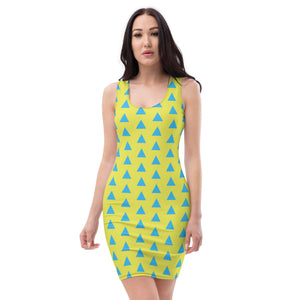 Color Block Dress - Yellow with Blue Triangles
